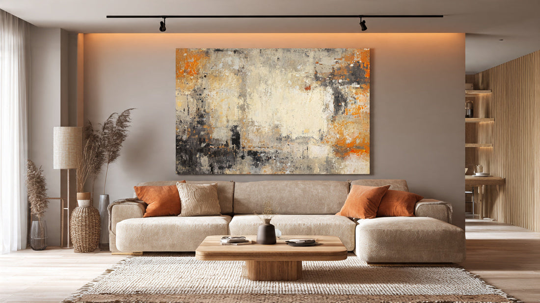 how to choose large canvas painting size above sofa