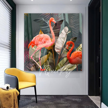 Flamingos with Nature V1 Canvas Painting