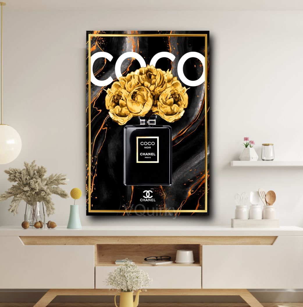 Golden COCO Chanel Canvas Painting