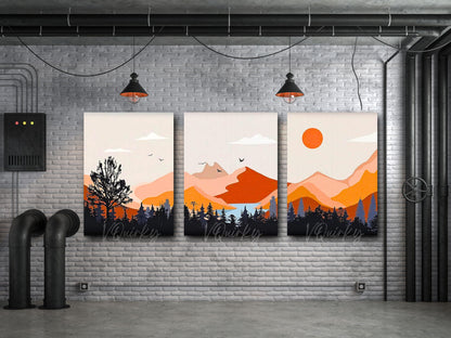 Boho - Set Of 3 Nature Canvas Painting