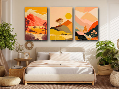 Beautiful Boho - Set Of 3 Nature Canvas Painting