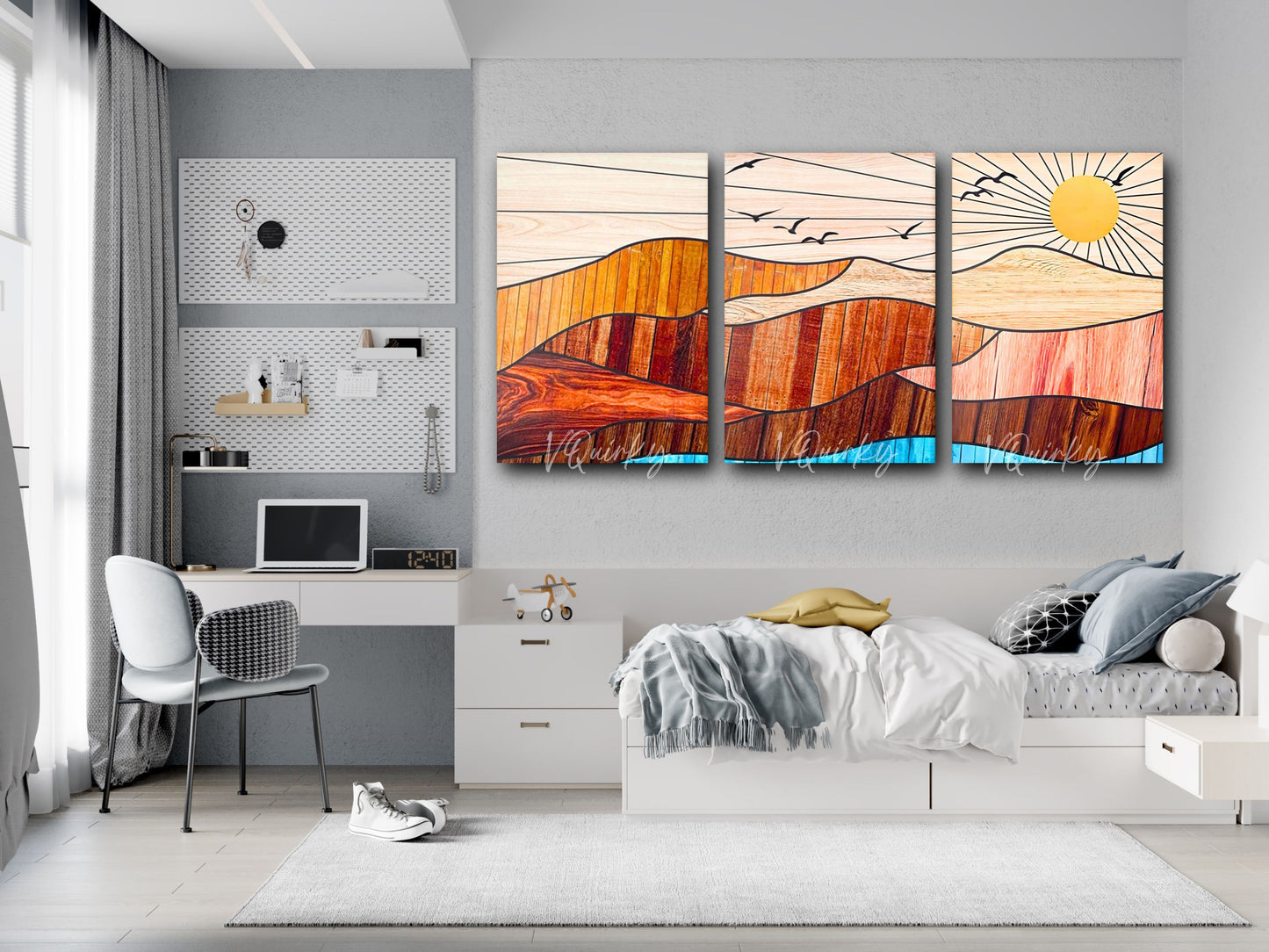 Boho Sunrise - Set Of 3 Nature Canvas Painting