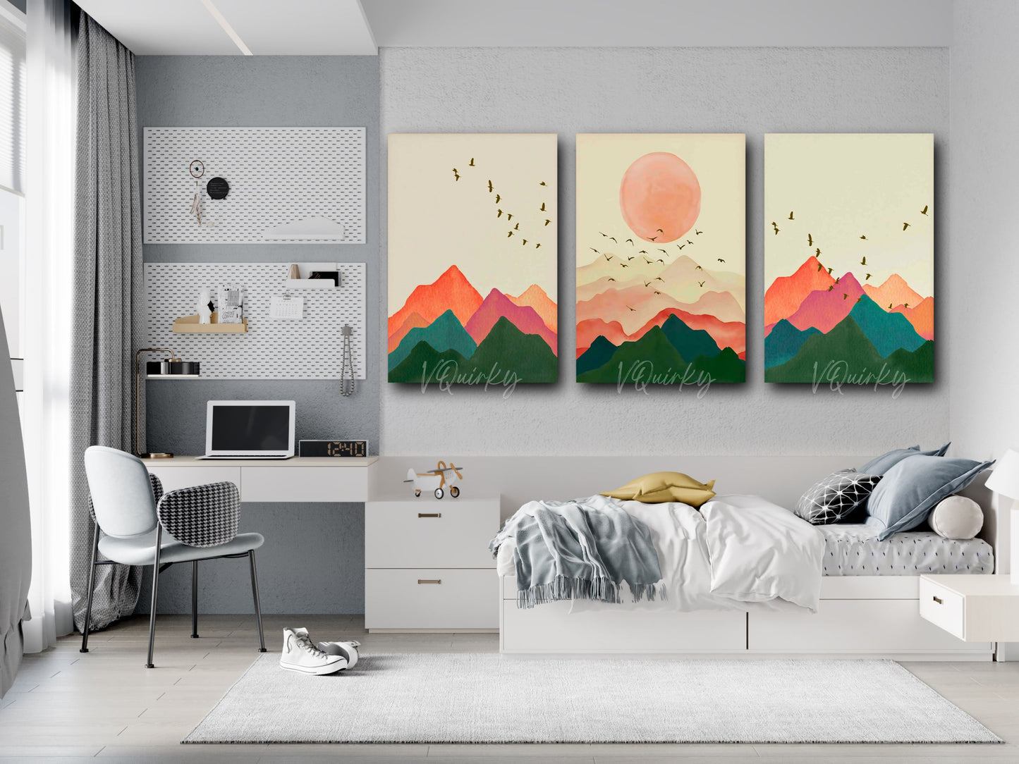 Boho Sunset - Set Of 3 Nature Canvas Painting