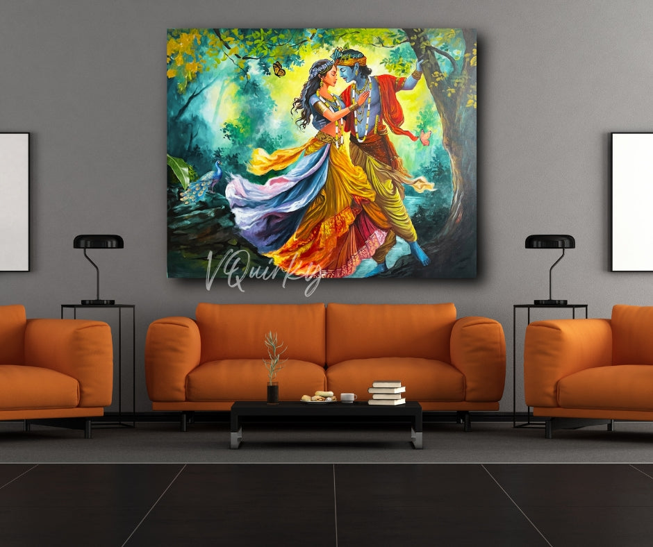 RADHA & KRISHAN JI Horizontal 2 Canvas Painting