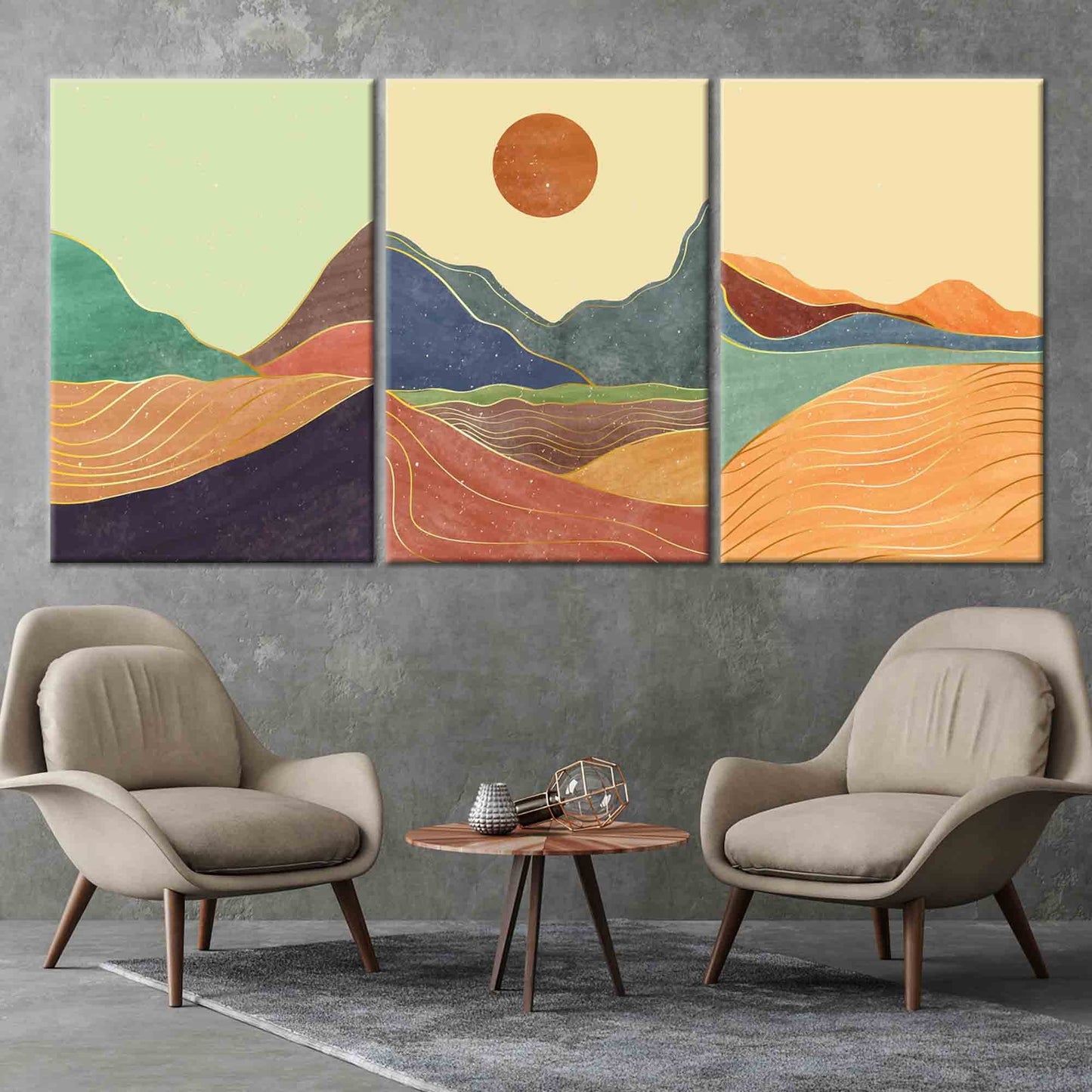 Boho Colorful  - Set Of 3 Canvas Painting