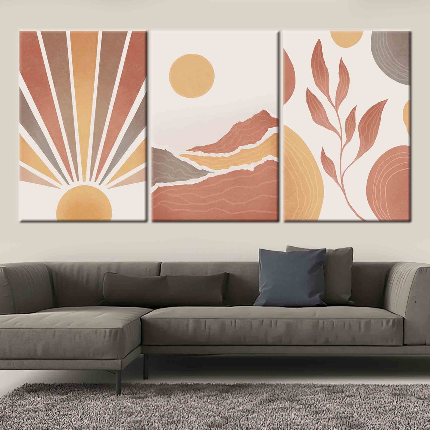 Boho - Set Of 3 Nature Canvas Painting