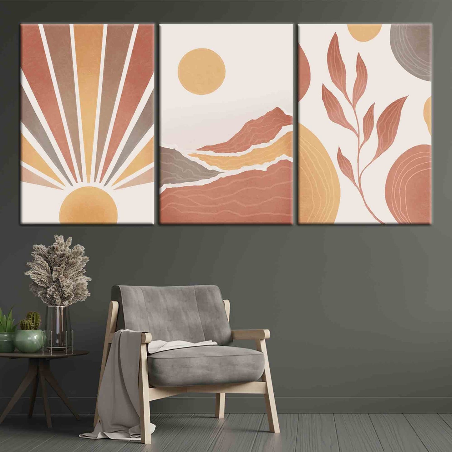 Boho - Set Of 3 Nature Canvas Painting