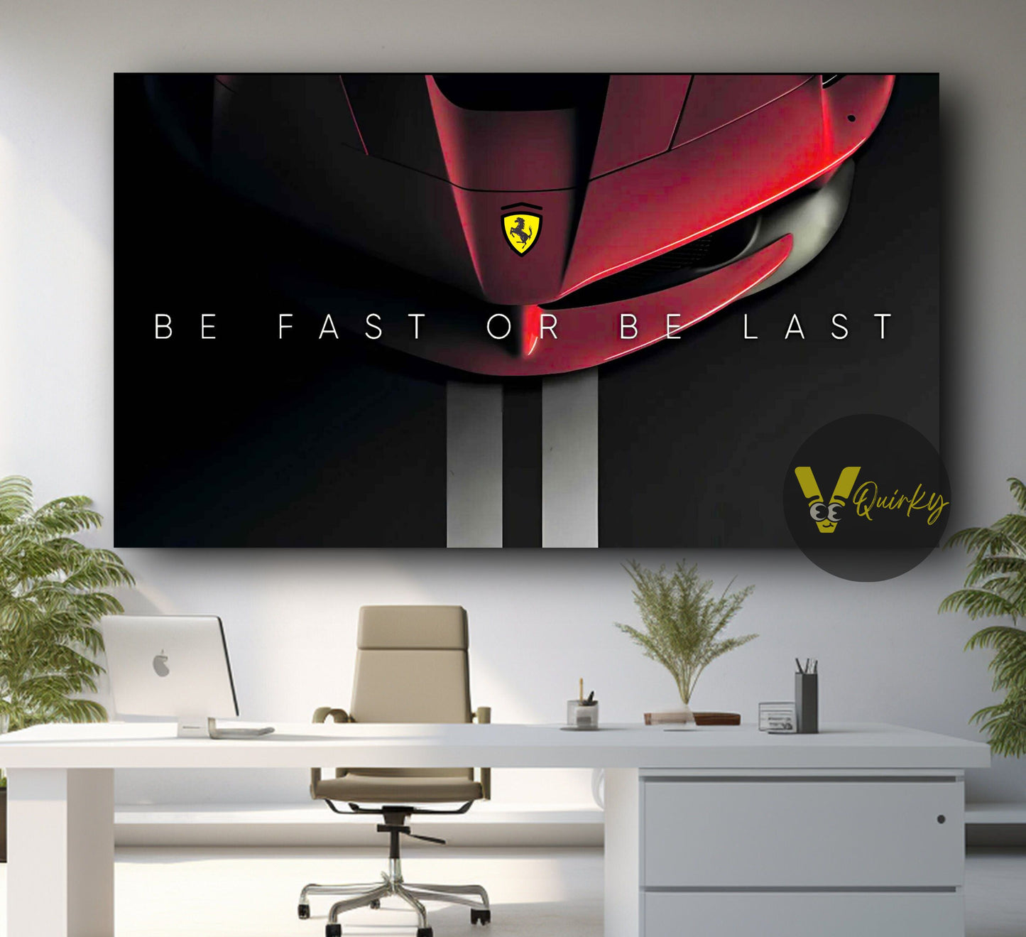 Red Ferrari Be Fast Or Be Last Canvas Painting