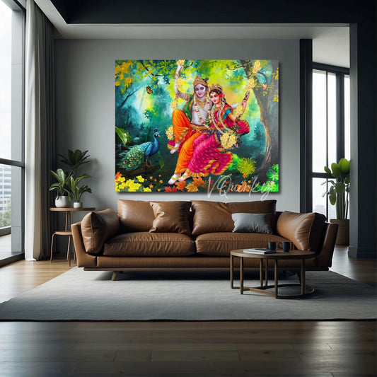 RADHA & KRISHAN JI Horizontal 5 Canvas Painting