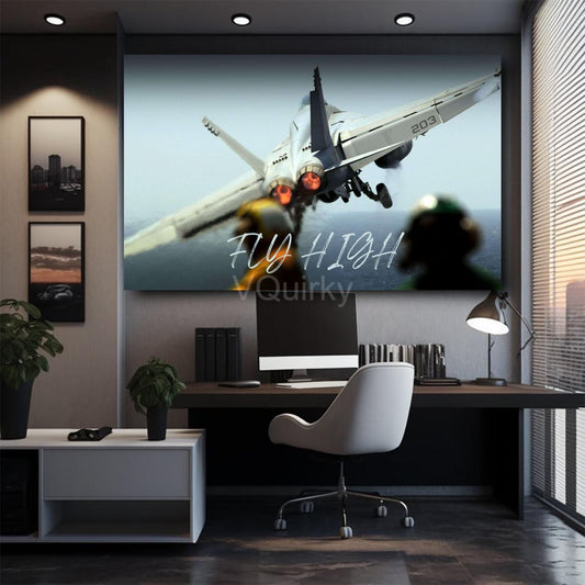 Fighter Jet Fly High Canvas Painting