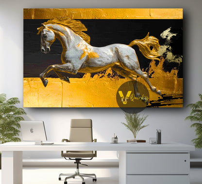 Abstract 3D Art Running Horse Canvas Painting