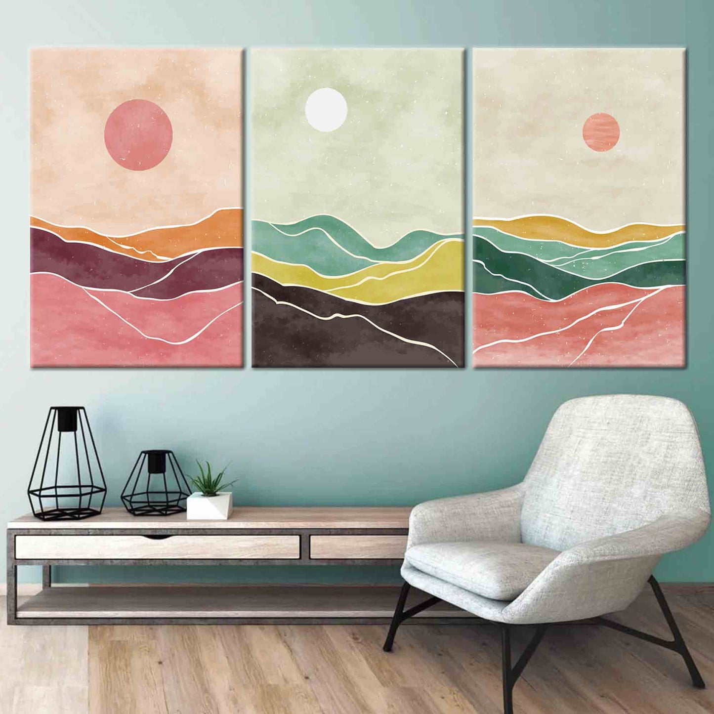 Colorful Boho  - Set Of 3 Canvas Painting