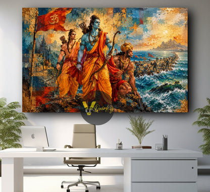 Rama’s Epic Seashore Journey Horizontal Canvas Painting