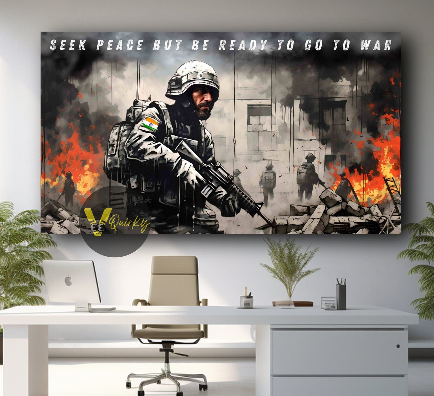 Soldier Seek Peace But Ready To Go To War Canvas Painting