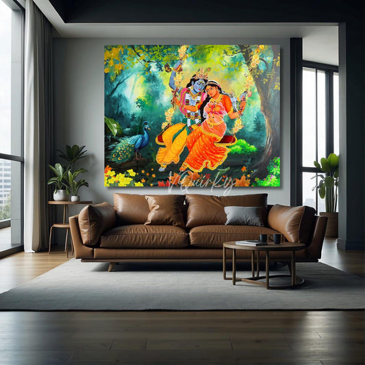 RADHA & KRISHAN JI Horizontal 4 Canvas Painting