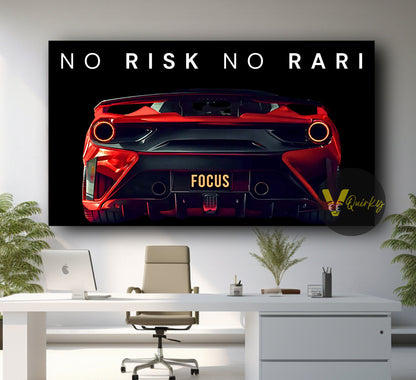 Red Ferrari No Risk No Rari Canvas Painting