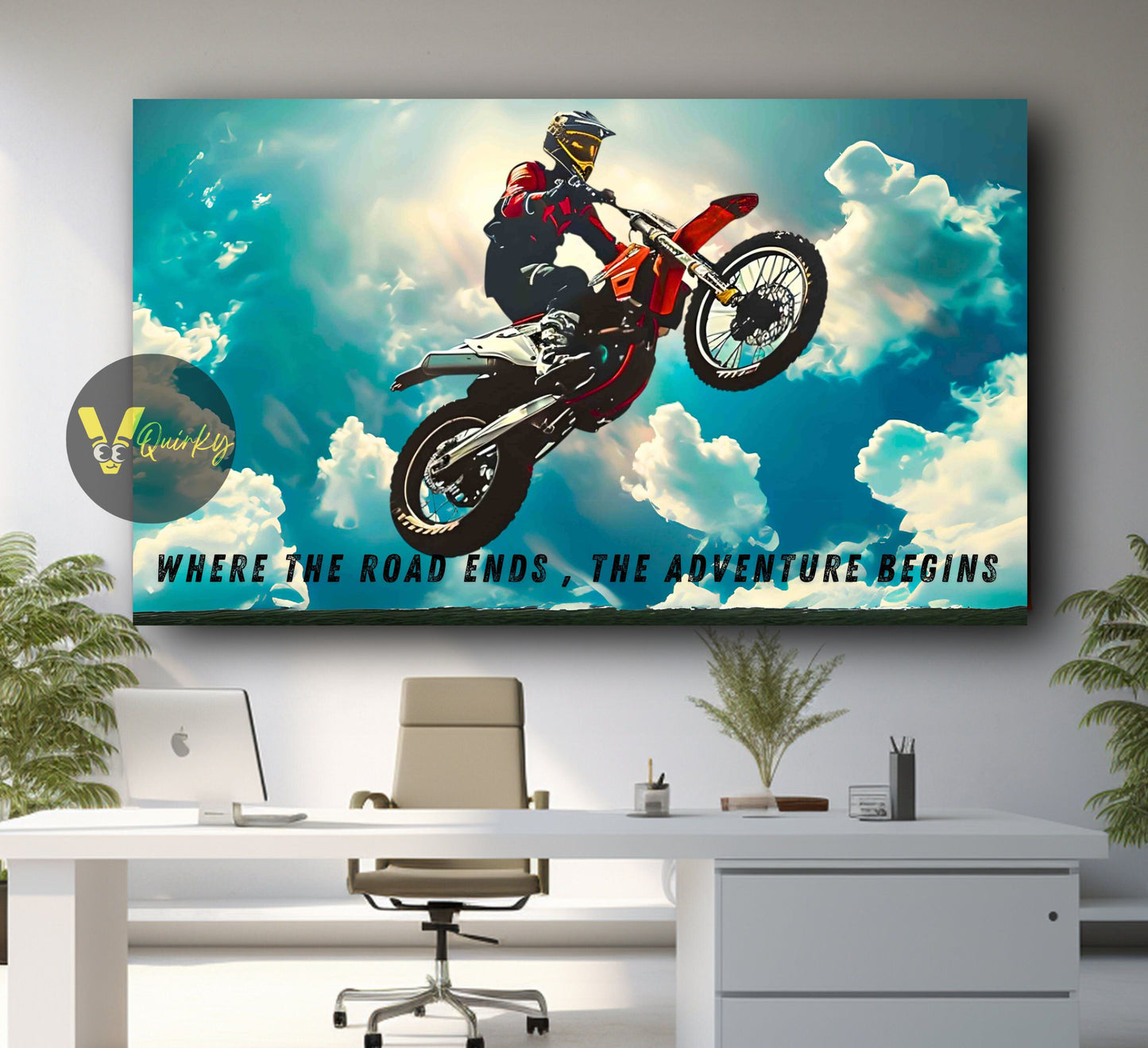 Biker Where The Road Ends The Adventure Begins Canvas Painting