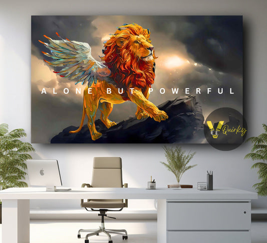 Lion Alone But Powerful Canvas Painting