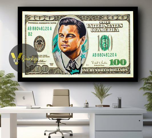 Leonardo Dicaprio 100 Dollar(The Wolf of Wall Street) Canvas Painting