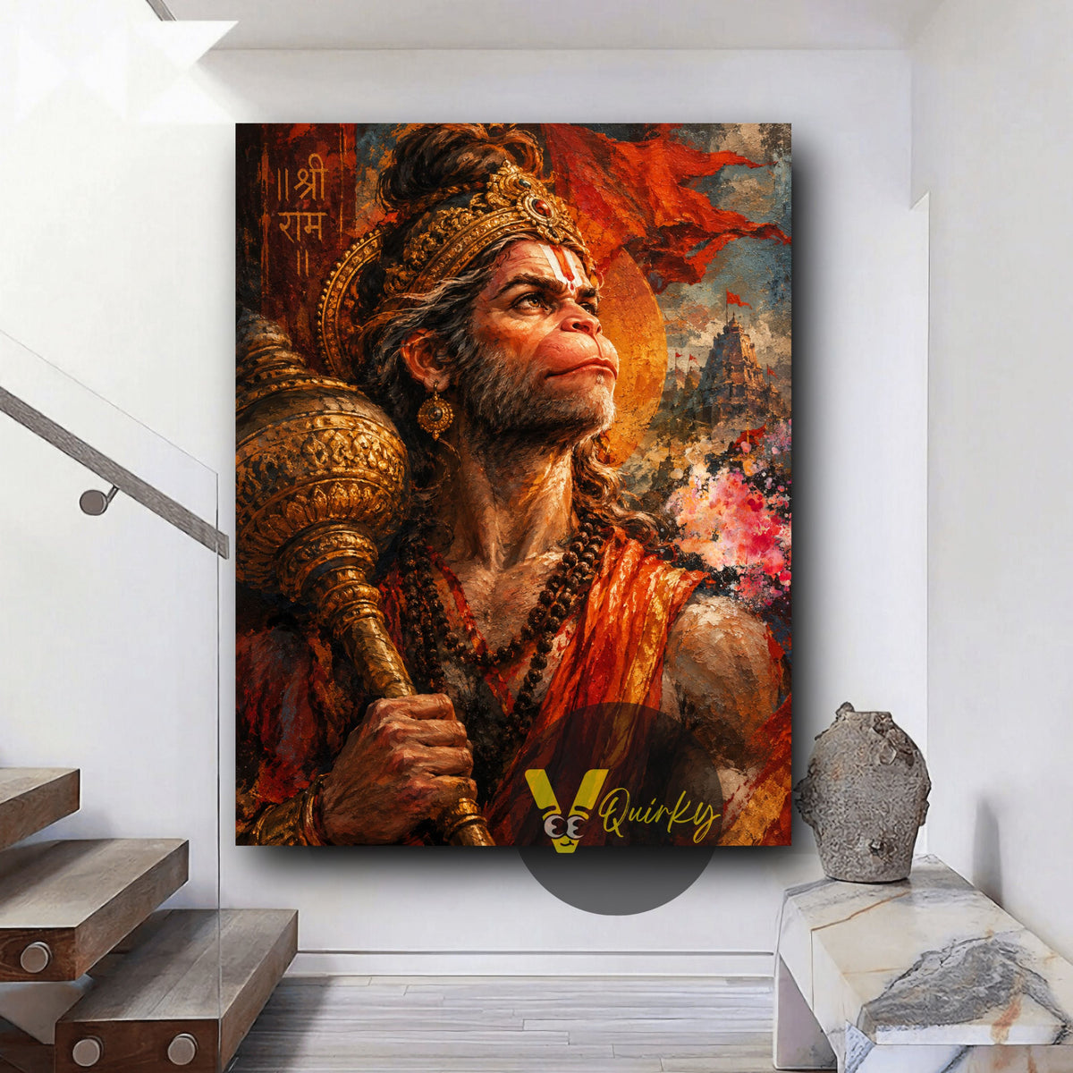 Hanuman Ji Devotion and Strength canvas painting product image, view 2