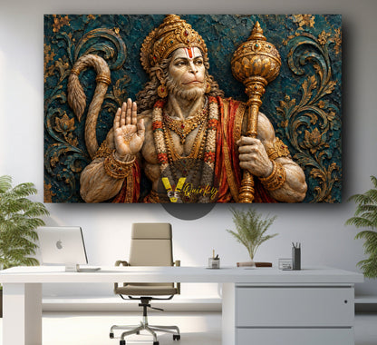Hanuman Ji 3D Horizontal Canvas Painting