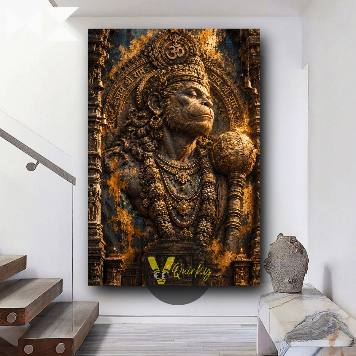 Hanuman Ji Temple 3D Vertical Canvas Painting
