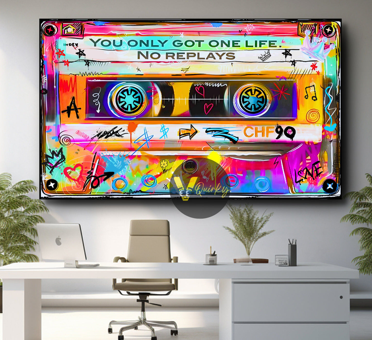 Cassette Tape Graffiti Canvas Painting