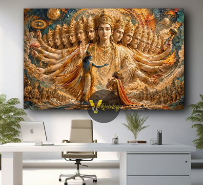 Krishna Ji Virat Roop in Mahabharat 3D Horizontal Canvas Painting