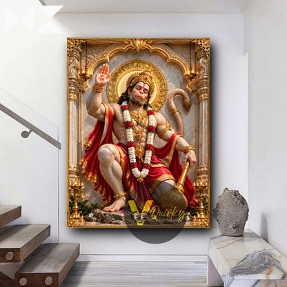 HANUMAN JI Devotional 3D Vertical Canvas Painting