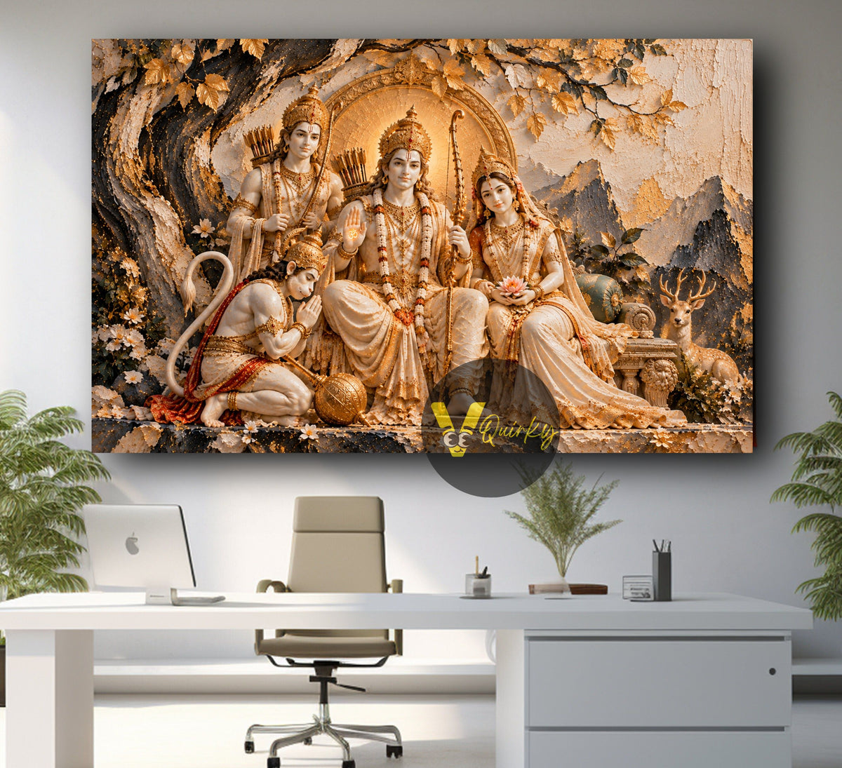 Ram Ji Darbar 3D  Horizontal Canvas Painting