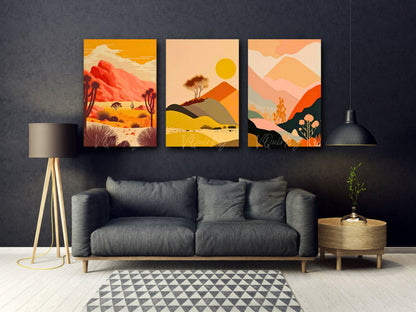 Beautiful Boho - Set Of 3 Nature Canvas Painting