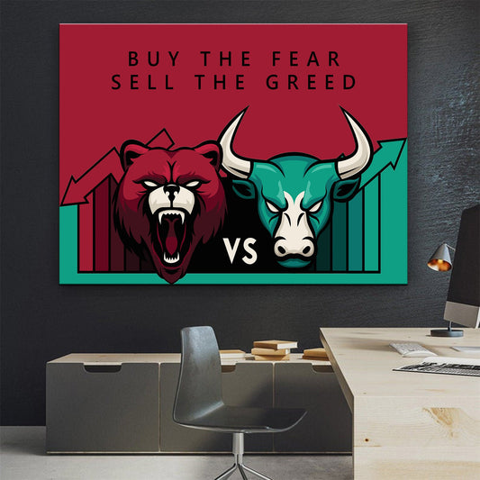 Buy The Fear Sell The  Greed Stock Market Trading Canvas Painting