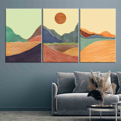 Boho Colorful  - Set Of 3 Canvas Painting