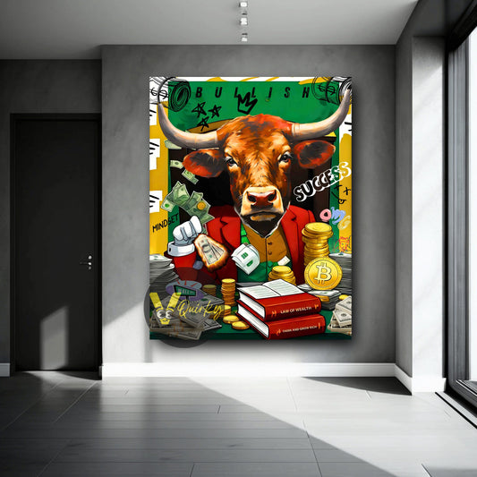 Big Bull Success Stock Market Canvas Painting