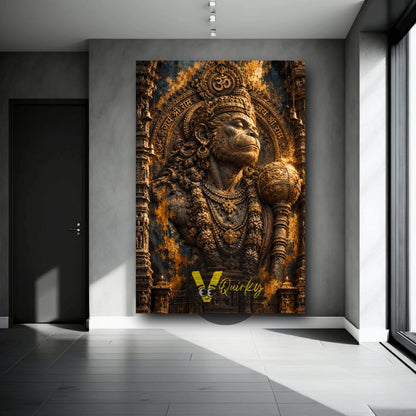 Hanuman Ji Temple 3D Vertical Canvas Painting