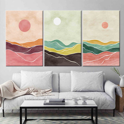 Colorful Boho  - Set Of 3 Canvas Painting