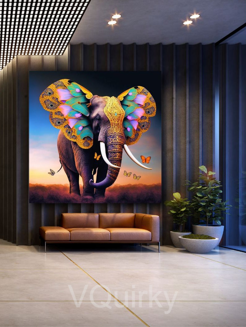 Colorful Elephant Canvas Painting