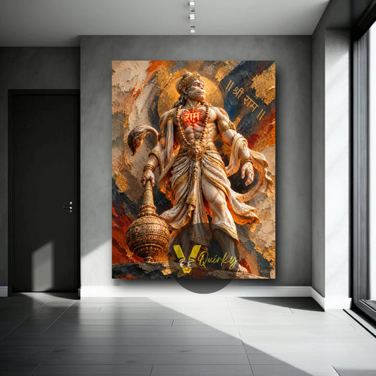Hanuman Ji Devotional 3D canvas wall art by VQuirky