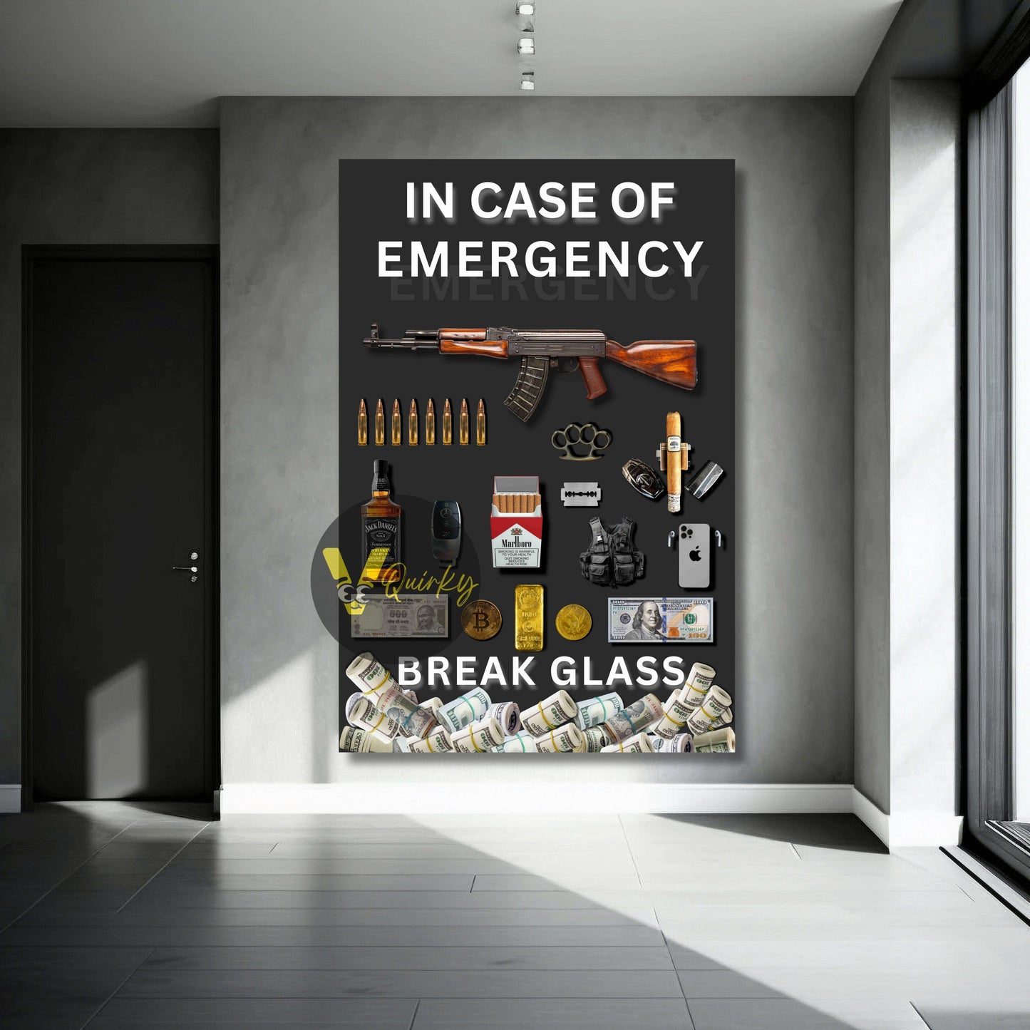 In Case Of Emergency Break Glass Luxury Canvas Painting