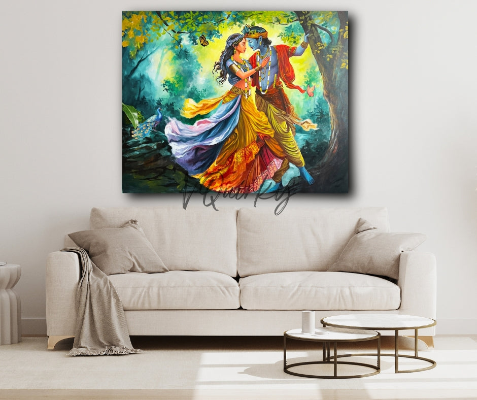 RADHA & KRISHAN JI Horizontal 2 Canvas Painting