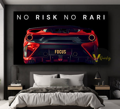 Red Ferrari No Risk No Rari Canvas Painting