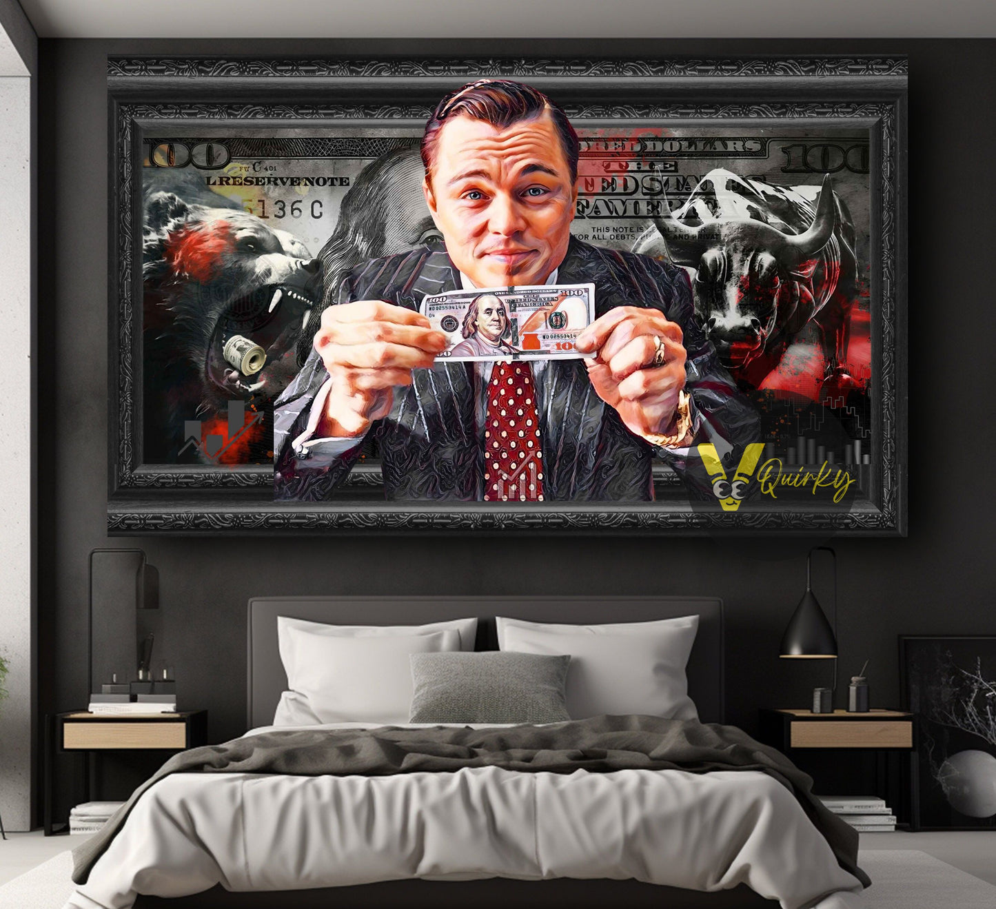 Leonardo Dicaprio 100 Dollar Bill (The Wolf of Wall Street) Canvas Painting