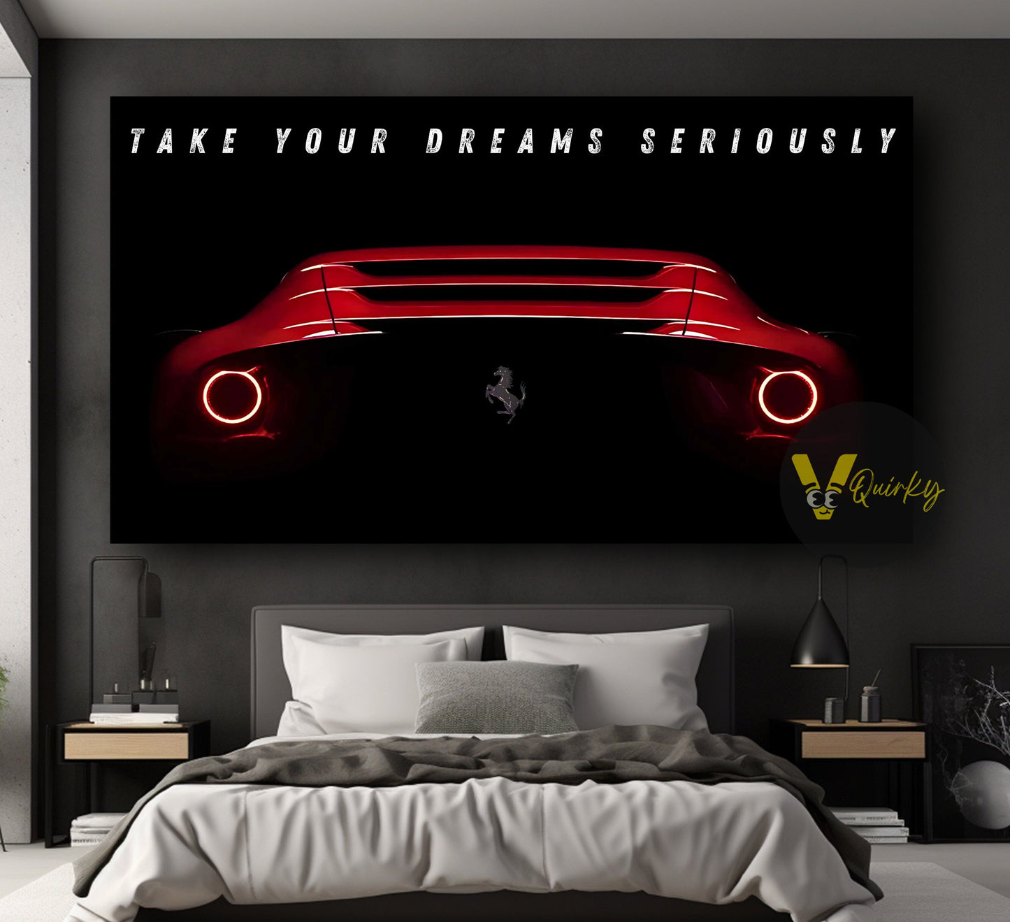 Red Ferrari Take Your Dreams Seriously Canvas Painting