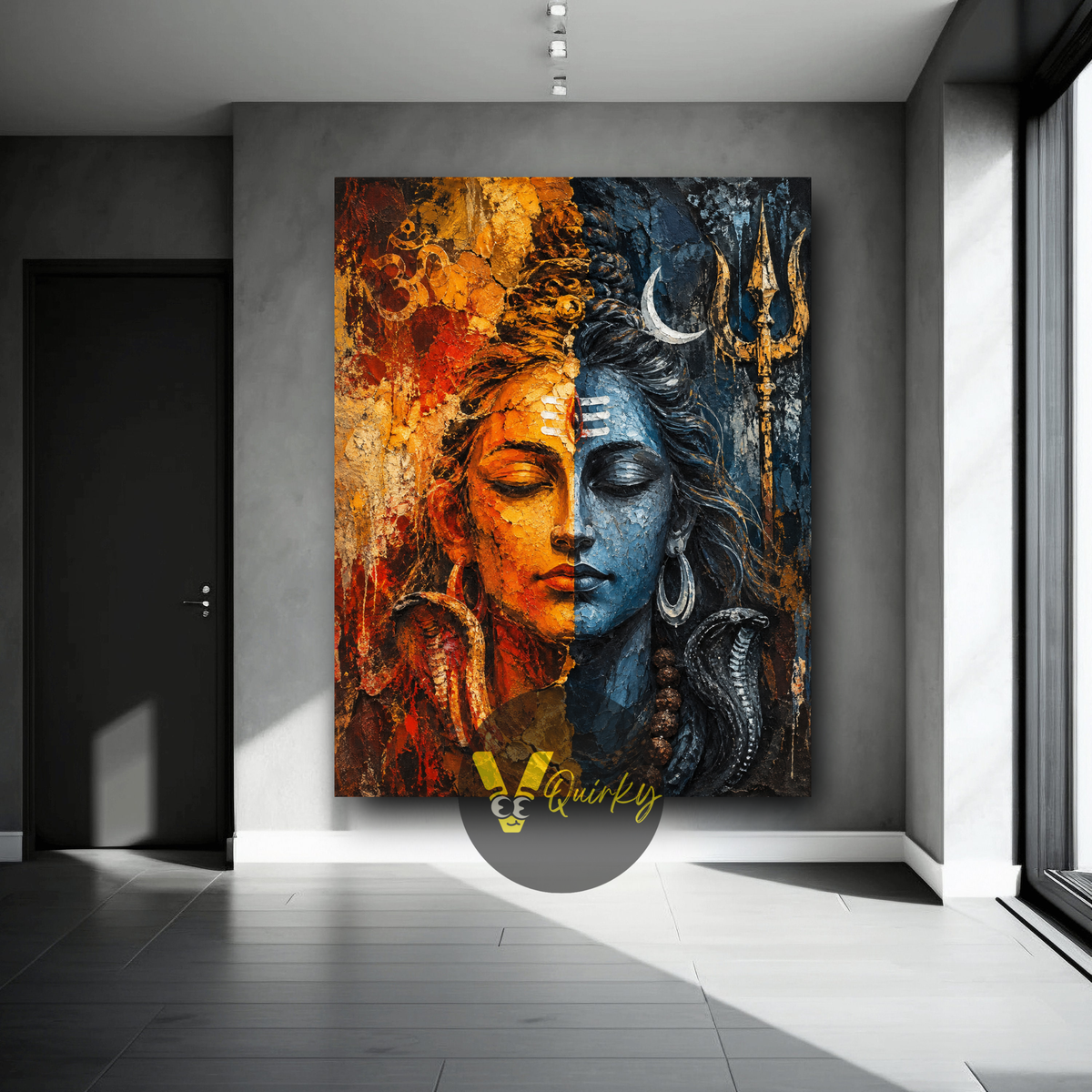 Shiva  Fire and Moonlight Vertical Canvas Painting