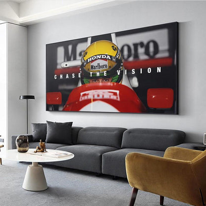 Ayrton Senna Chase The Vision Canvas Painting