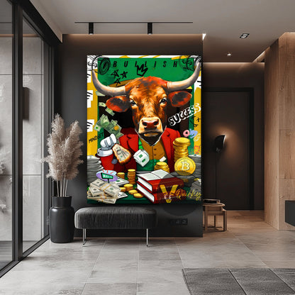 Big Bull Success Stock Market Canvas Painting