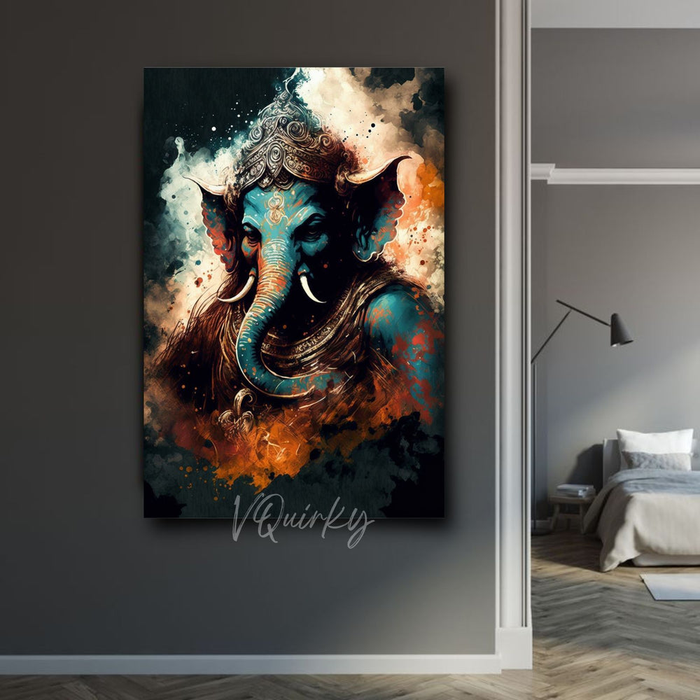 Colorful Ganesh Ji Canvas Painting