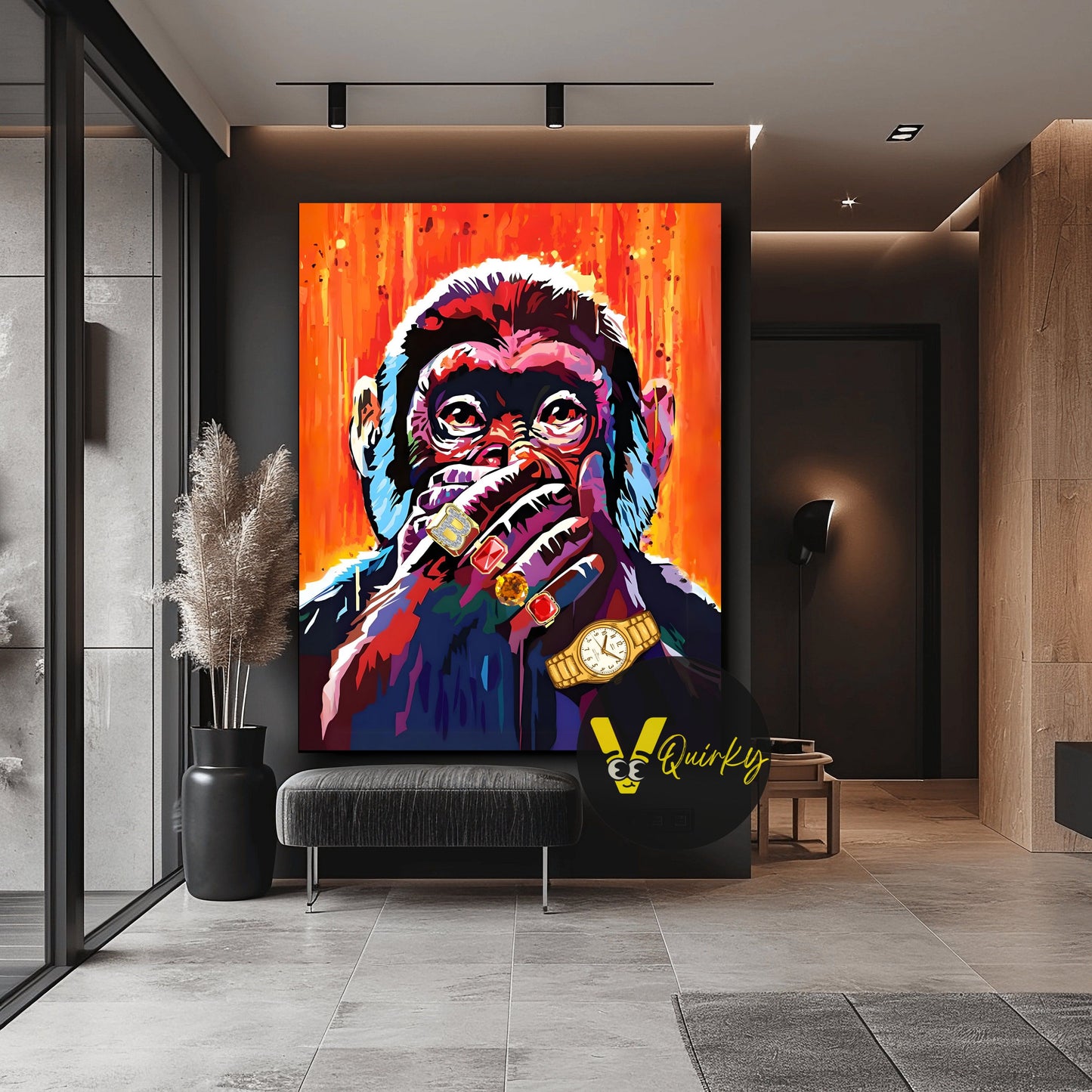 Speak No Evil Colorful Monkey Canvas Painting