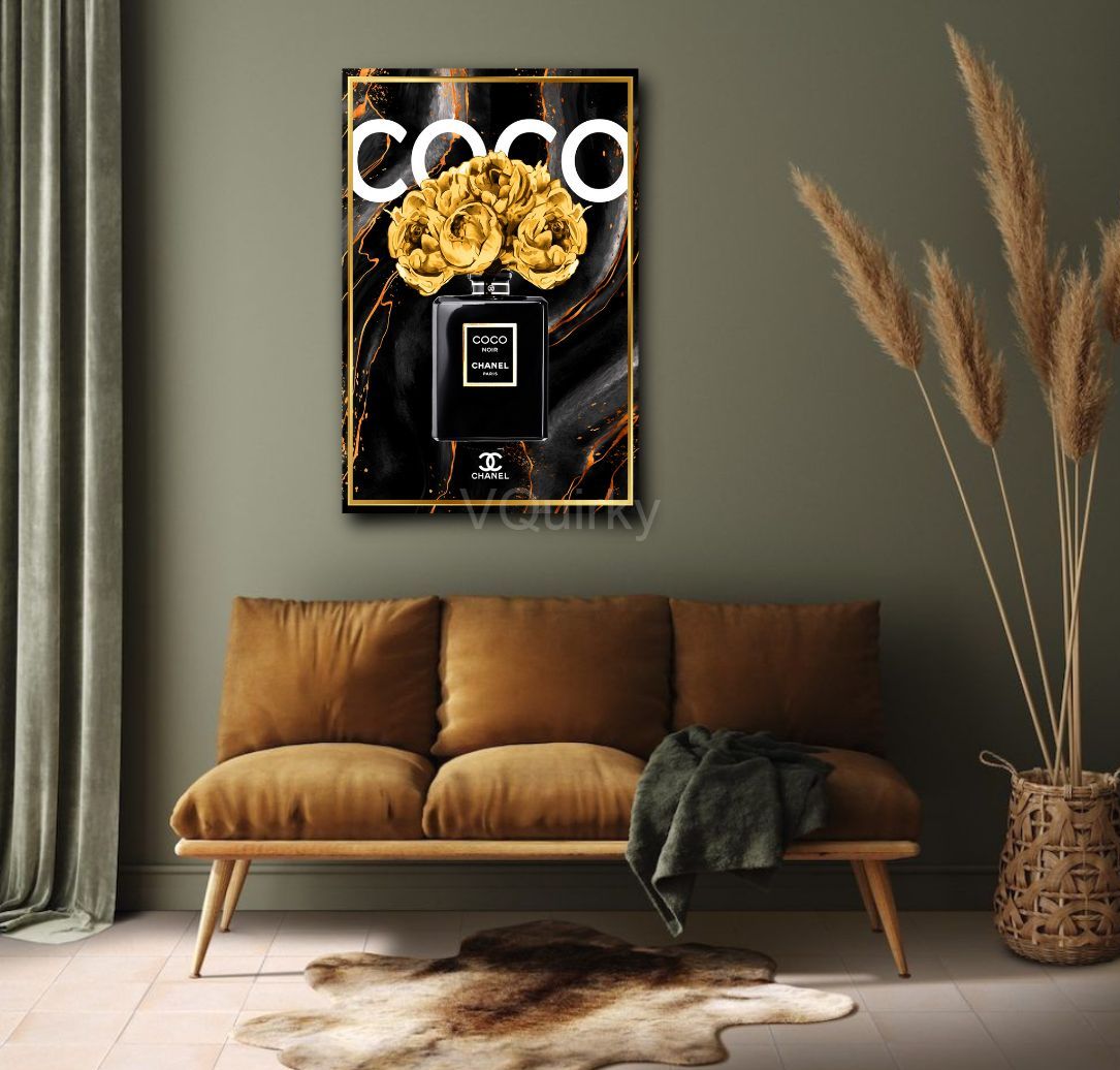 Golden COCO Chanel Canvas Painting