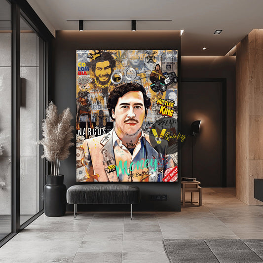 Pablo Escobar Narcos Money Or Bullets Canvas Painting